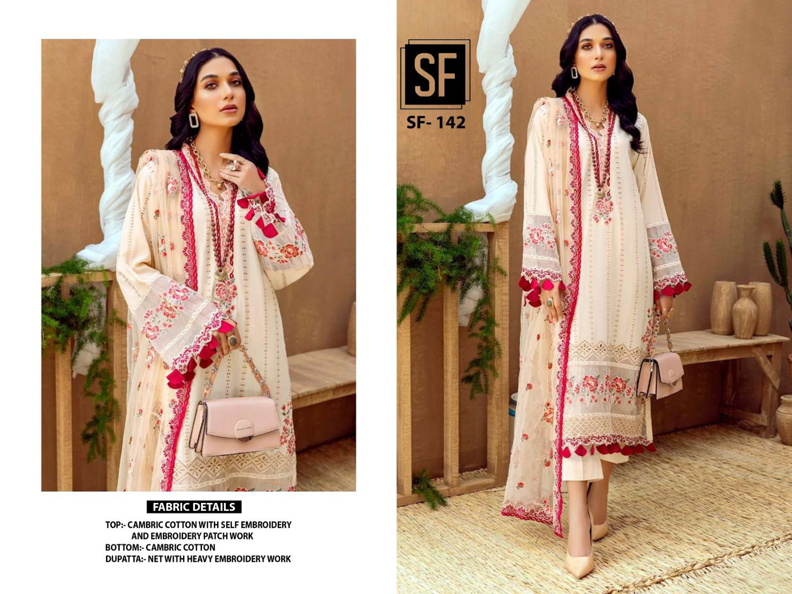 Sf 142 Self Embroidery Pakistani Salwar Suits Catalog
